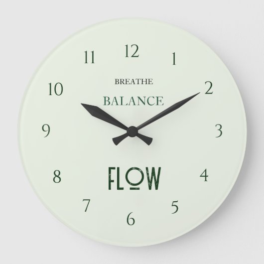 Minzgrüner Yoga Große Wanduhr (Vorderseite)