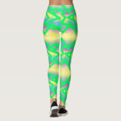 Minzgrünes Crossover-Muster mit Zitrone Leggings (Rückseite)