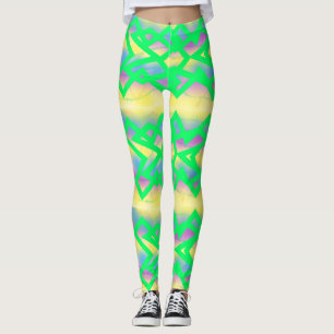 Minzgrünes Crossover-Muster mit Zitrone Leggings