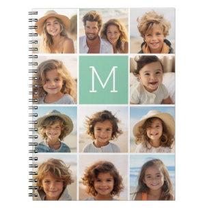 Minzgrünes einzigartiges Fotocollage mit individue Notizblock