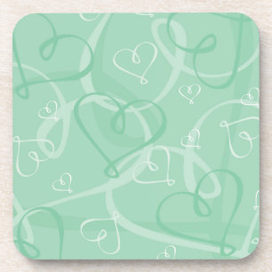 Minzgrünes Herzmuster Getränkeuntersetzer