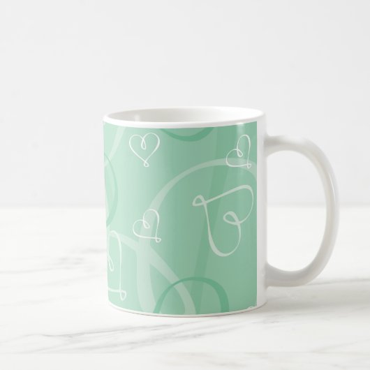 Minzgrünes Herzmuster Kaffeetasse (Rechts)