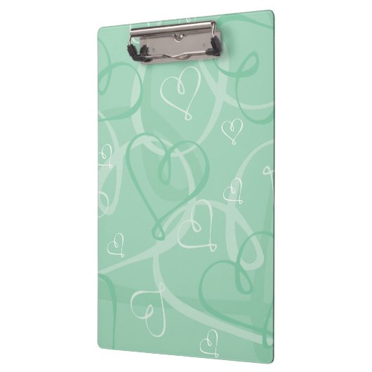 Minzgrünes Herzmuster Klemmbrett (Links)