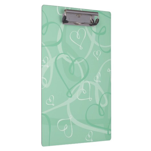 Minzgrünes Herzmuster Klemmbrett (Rechts)
