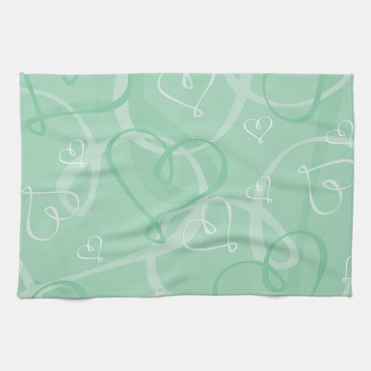 Minzgrünes Herzmuster Küchentuch (Horizontal)