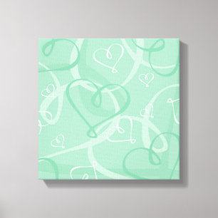 Minzgrünes Herzmuster Leinwanddruck
