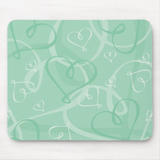 Minzgrünes Herzmuster Mousepad (Vorne)