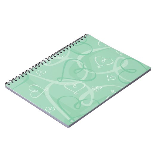 Minzgrünes Herzmuster Notizblock (Linke Seite)