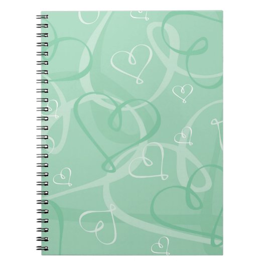 Minzgrünes Herzmuster Notizblock (Vorderseite)