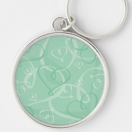 Minzgrünes Herzmuster Schlüsselanhänger (Vorne)