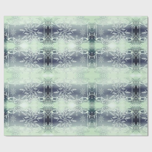 Minzgrünes Schneeflockenpapier Geschenkpapier (Flach)