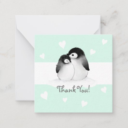 Minzherz Pinguin danke Ihnen Notecards Mitteilungskarte (Vorderseite)