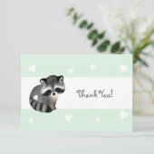 Minzherz-Raccoon Danke-Karte Dankeskarte (Stehend Vorderseite)