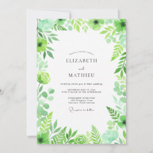 Minzige Lebendige Botanische Hochzeit Einladung