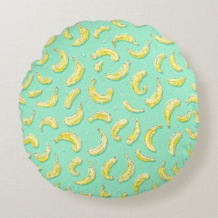 Minziges Bananenmuster - Fruchtliebhabers Delight Rundes Kissen