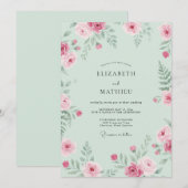 Minzpinke Hochzeit Einladung (Vorne/Hinten)