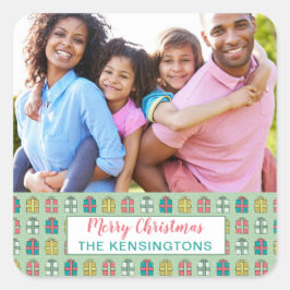 Minzrosa Aquamarines Weihnachtsgeschenk Foto Quadratischer Aufkleber