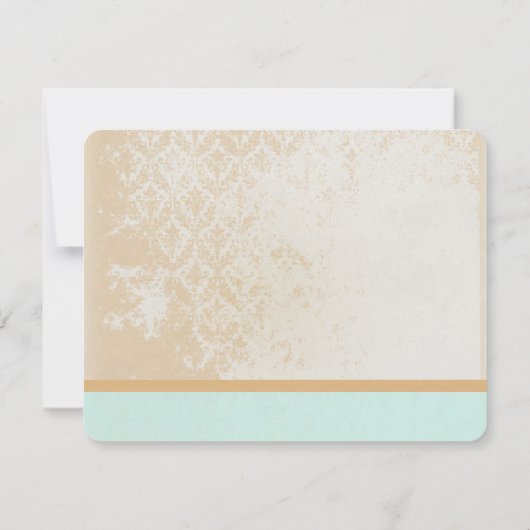 Minzrosa Rich Gold Damask Birdcage Wedding RSVP (Rückseite)