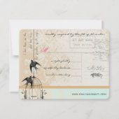 Minzrosa Rich Gold Damask Birdcage Wedding RSVP (Vorderseite)