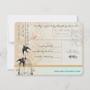 Minzrosa Rich Gold Damask Birdcage Wedding RSVP