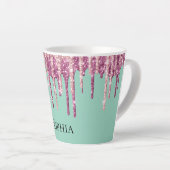 Minzrosa Rosa Eiscreme Glitzer Tropfen Geburtstag Milchtasse (Rechte Ecke)