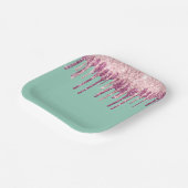 Minzrosa Rosa Eiscreme Glitzer Tropfen Geburtstag Pappteller (Gewinkelt)