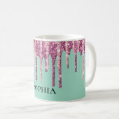 Minzrosa Rosa Eiscreme Glitzer Tropfen Kaffeetasse (VorderseiteRechts)