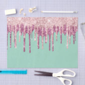 Minzrosa Rosa Eiscreme Glitzer Tropfen Seidenpapier (Handwerk)