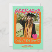 Minzrosa und Orange Foto Graduation Party Einladung (Vorderseite)