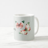 Minzrote Erdbeer-Schmetterlinge Kaffeetasse (VorderseiteRechts)