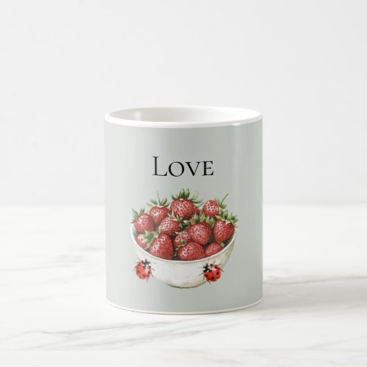 Minzrote Erdbeeren & Marienkäfer Kaffeetasse (Mittel)