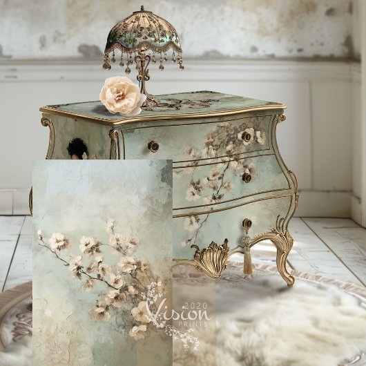 Minzsäge Grüne Abstrakte Kirschblüten Seidenpapier