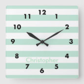 Minzstreifen Quadratische Wanduhr (Vorderseite)