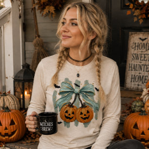 Minzstreifen & Schleife mit Jack-o-Lanterns Hallow Tri-Blend Shirt