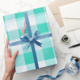 Minzweiß Frische Sommerbrise Karomuster Geschenkpapier