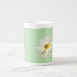 Minzweiße Blume & Honigbiene Bone China Tasse