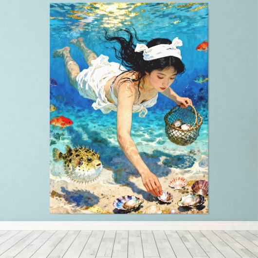 "Mio.'s Descent" - Ein Ozeanporträt Leinwanddruck (Insitu (Holzboden))