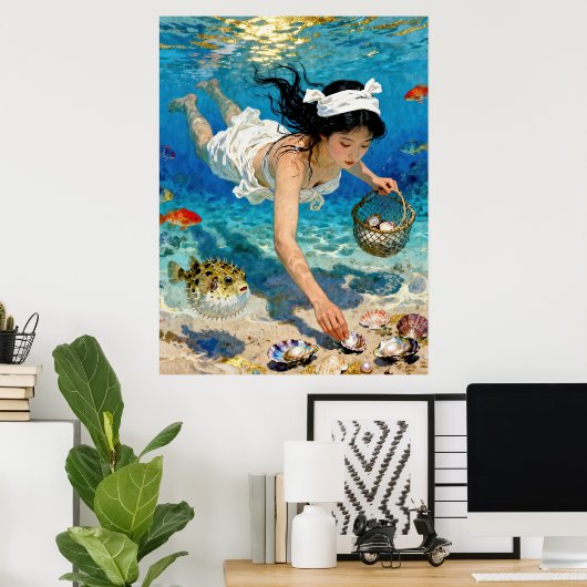 "Mio.'s Descent" - Ein Ozeanporträt Poster (Heimbüro)