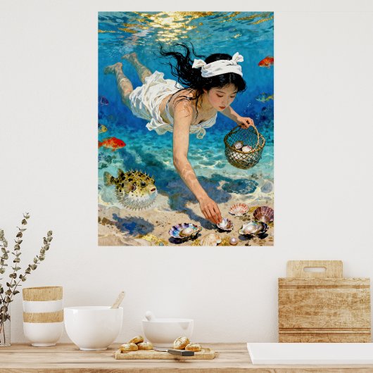 "Mio.'s Descent" - Ein Ozeanporträt Poster (Küche)