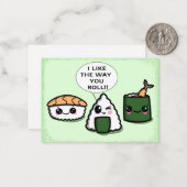 Mir gefällt die Art, wie du Kawaii Sushi Card spie Mitteilungskarte (Vorderseite/Rückseite Beispiel)