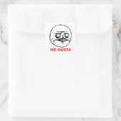 Mir gefällt Gesicht mit Text Quadratischer Aufkleber (Tasche)