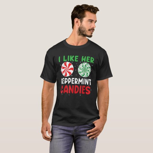 Mir gefällt ihr Pfefferminzkandies Funny Christmas T-Shirt (Vorne ganz)