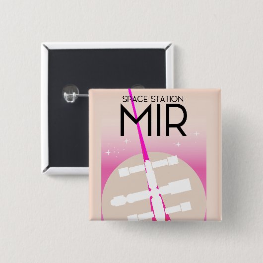 MIR Russian Space Station Poster Button (Vorne & Hinten)