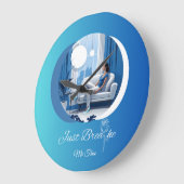 Mir Zeit einfach blau atmen Große Wanduhr (Winkel)