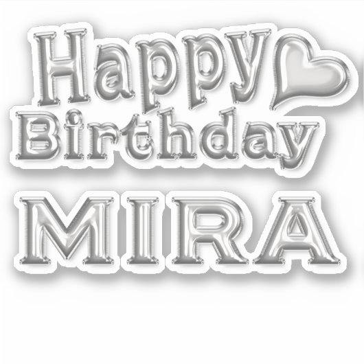 Mira Happy Birthday silver Aufkleber Sticker (Vorderseite)