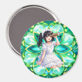 Mirabella in Green Light – Mandala Magnet (Vorderseite/Rückseite)