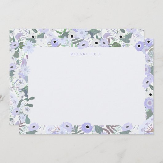 Mirabelle Flat Note Card in Lilac Mitteilungskarte (Vorne/Hinten)