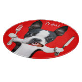 Mirabellen-Schneidebrett Bostons Terrier Schneidebrett (Ecke)