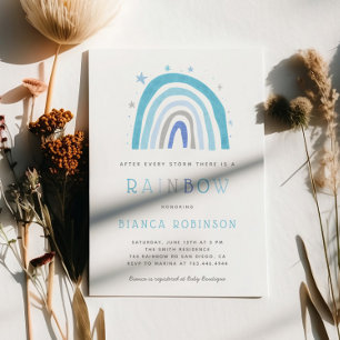 Miracle Baby Blue Rainbow Boy Shower  Einladung