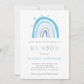 Miracle Baby Blue Rainbow Boy Shower  Einladung (Vorderseite)